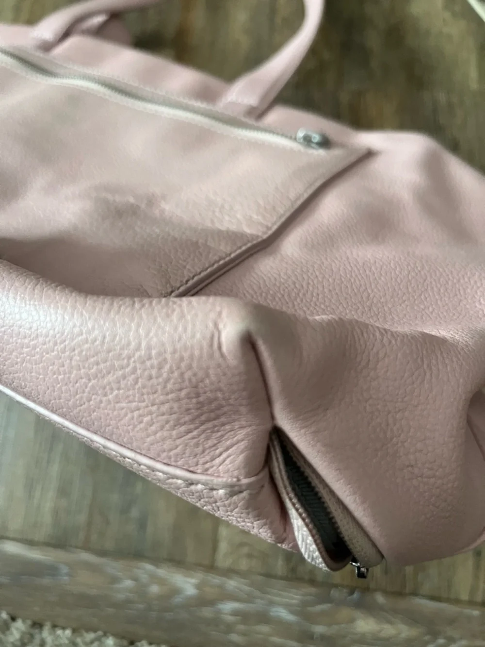 Away Pink Leather Weekender Travel Bag with Removable Strap - Picture 13 of 14